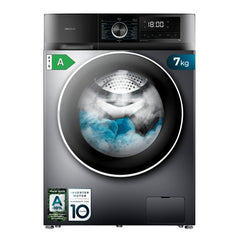 Cecotec Bolero DressCode 7500 Inverter Steel A Lavadora de Carga Frontal - Capacidad 7kg - Velocidad 1400rpm - Seguro Infantil - Display LED - Motor Inverter - Inicio Programable - Color Negro y Gris