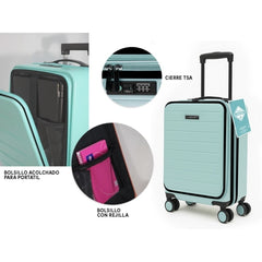 Lagart Maleta Trolley Pocket de Cabina Rigida 20†55x34x20cm - Compartimento Frontal Acolchado para Portatil - Cierre TSA - Ruedas Dobles 360º - Color Turquesa Pastel