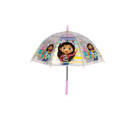 Safta Gabby's Dollhouse Party Paraguas Automatico de 76cm - 8 Paneles - Asa y Punta de PVC - POE Transparente - Nervios de Acero de 8mm - Color Transparente
