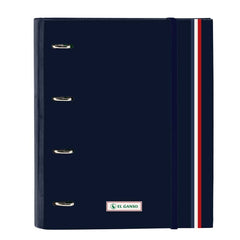 Safta el Ganso Eclipse Carpeta con 4 Anillas 35mm - Tapas Duras Forradas - Recambio 100 Hojas - Cuadriculas 5x5mm - Cierre Elastico - Incluye Separadores - 270x35x320mm - Color Azul Marino