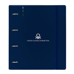 Safta Benetton Damero Carpeta con 4 Anillas 35mm - Tapas de PP Foam - Recambio 100 Hojas - Cuadriculas 5x5mm - 90g/m2 - Separadores - Solapa Interior - 270x40x320mm - Color Azul Marino