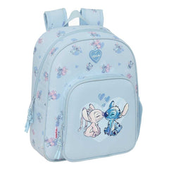 Safta Stitch Mochila Infantil - Adaptable a Carro - Portabotellas - Hombreras Ergonomicas - Bolsillo Frontal - Asa Superior - 10L - 280x100x340mm - Color Azul Claro