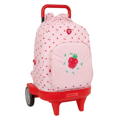 Safta Glowlab Frutitas Mochila con Carro - 33L - Ruedas Antivibracion - Asa Acolchada - Bolsillo Frontal - Portabotellas - Tarjeta ID - Mochila Extraible - 33x22x45cm - Color Rosa