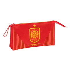 Safta Seleccion Española de Futbol Portatodo - 3 Compartimentos con Cremalleras - Bolsillo Interior - 0.6L - 220x30x120mm - Color Rojo