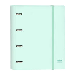 Safta Carpeta con 4 Anillas 35mm - Tapas Duras Forradas - Cierre Elastico - Recambio 100 Hojas de 80g/m2 - Separadores Internos - 270x35x320mm - Color Menta