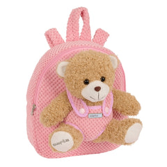 Safta Mochila Preescolar con Osito - Cremallera - Osito Extraible - Hombreras Acolchadas - Asa Superior - 4.65L - Material Duradero - 230x75x270mm - Color Rosa