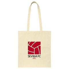 Safta Sevilla FC Tote Bag Bolsa de Tela - Asas de Mano - 100% Algodon - Cierre con Clip - Facil Cuidado - 38x42cm - Color Beige