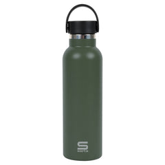 Safta Botella Termo de 600ml - Acero Inoxidable - Base de Silicona Antideslizante - Asa Superior - Color Verde