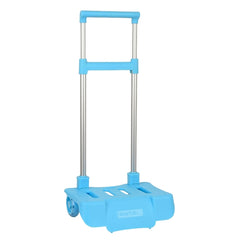 Safta Carro Portamochilas - Ruedas Silenciosas - Cubierta Protectora - Seguridad Antivuelco - Sujecion Universal - 30x23x85cm - Color Azul Claro