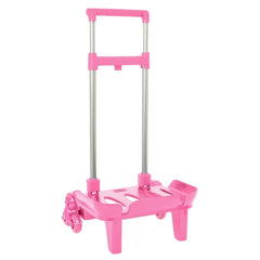 Safta Carro Portamochilas - Ruedas Antivibracion - Cubierta de Goma Transparente - Sujecion Universal - 32x16x44cm - Color Rosa