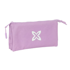 Safta Munich Basicos Lila Portatodo - 3 Compartimentos con Cremalleras - Bolsillo Interior - 0.6L - 220x30x120mm - Color Violeta