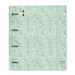 Safta Carpeta con 4 Anillas 35mm - Tapas de PP Foam - Recambio 100 Hojas - Cierre Elastico - Ranura para Boligrafo - Solapa Interior - 270x40x320mm - Color Menta