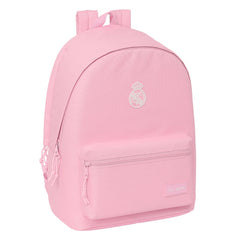 Safta Real Madrid Chica Mochila para Portatil hasta 15.6" - Antirrobo - Conector USB - Base Acolchada - Bolsillo Frontal - Hombreras Ergonomicas - Asa Superior - 310x180x440mm - Color Rosa