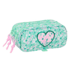 Safta Cuore Portatodo - 3 Compartimentos con Cremalleras - Bolsillo Frontal - Cinta Adaptable - 1.72L - 215x80x100mm - Color Turquesa