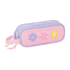 Safta Bouquet Portatodo - 2 Compartimentos con Cremalleras - Asa Lateral - 1L - 210x60x80mm - Color Rosa Pastel