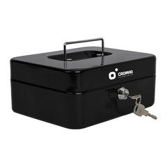 Cromad CR1224 Caja de Caudales Metalica - Cerradura de Llave - 3 Compartimentos - Asa de Transporte - 90x200x160mm
