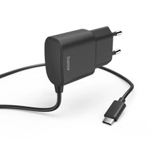 Hama Cargador USB-C - Potencia 12W - Cable Integrado 1m - Color Negro