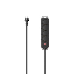 Hama Regleta Alimentacion con 4 Tomas - Potencia Maxima 3680W - IP44 - Cable 2m - Permite Montaje en Pared - Enchufe Schuko Recto - 7.2x3.2x32.2cm - Color Negro