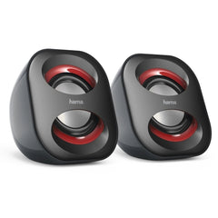 Hama Altavoces de Sobremesa - Cable 8.2cm - Frecuencia hasta 20GHz - Jack 3.5mm - USB-A - 7.2x7.5x8.2cm - Color Negro