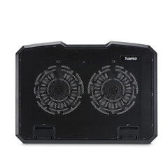 Hama Base de Refrigeracion para Portatil hasta 15.6" con 2 Ventiladores de 12.5cm - Silencioso - Cable 50cm - USB-A - Luz LED - Altura Ajustable - Antideslizante - 37x27x3cm - Color Negro