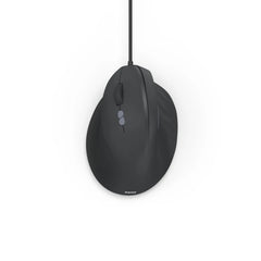 Hama ECM-500L Raton Optico Vertical para Zurdos 1800dpi - Cable 180cm - Ergonomico - Silencioso - 7 Botones - 8.6x7.1x11.5cm - Color Negro