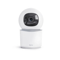 Hama Camara de Vigilancia Inteligente con Microfono - Vision Nocturna - Cable 96cm - Ideal para Mascotas - Funcion Rotativa - Asistente de Voz - WiFi - 2.4GHz - Full HD - Color Blanco