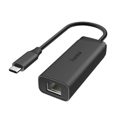 Hama Essential Adaptador de Red - USB-C Macho - Ethernet RJ45 Hembra - Velocidad hasta 2.5Gbit/s - Color Negro