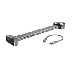 Hama Connect2Office Basic Hub USB 3.2 y Soporte - Potencia Maxima 100W - Power Delivery - Cable USB-C de 20cm - LAN Ethernet 1Gbps - Tarjeta SD - Micro-SD - HDMI 4K - USB-C - 4x USB-A - Color Gris