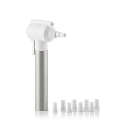 Innovagoods Pearlsher Blanqueador y Pulidor Dental Inalambrico - Luz LED - Acero Inoxidable - Multifuncion - Facil Limpieza - Cabezal Rotatorio - 9 Puntas de Goma - 6.5x13x2.5cm - Color Blanco