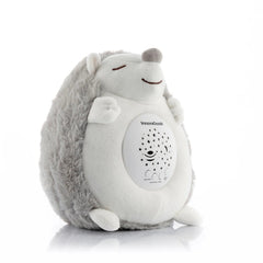 Innovagoods Spikey Erizo de Peluche con Ruido Blanco y Proyector Quitamiedos - Luz LED RGB - Apagado Automatico - Estrellas y Lunas en el Techo - 16x19x15cm - Color Blanco y Gris