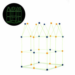 Innovagoods Builkitt Juego de Construccion de Fuertes - 155 Piezas - Fluorescente - Tela de 120x150cm - Bolsa de Transporte - Multicolor
