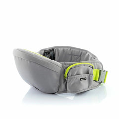 Innovagoods Seccaby Cinturon Portabebes Evolutivo - Soporta hasta 20kg - Antideslizante - 2 Bolsillos - Cierre de Velcro - 122x20x16cm - Color Gris y Verde