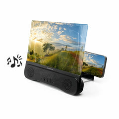 Innovagoods Screenier Amplificador de Pantalla para Moviles con Altavoz - Bluetooth - Autonomia 180min - 1200mAh - Cable 3cm - Pantalla 12" - Recargable - Plegable - 25.5x19.5x3cm - Color Negro