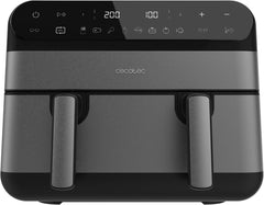 Cecotec Cecofry Advance 9000 Freidora de Aire Doble - 2800W - Capacidad 9L - Temperatura Regulable - Acero Inoxidable - Panel Tactil - Pared Divisoria Movil - Color Negro y Gris