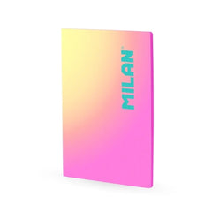 Milan Sunset Libreta Encolada Formato A4 Cuadricula 5x5mm - 48 Hojas de 95 gr/m2 Microperforadas - Color Rosa/Amarillo