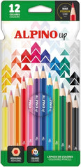 Alpino Up Pack com 12 Lápis de Cor Hexagonais - Chumbo Premium - Resistente à Quebra - Cores Sortidas