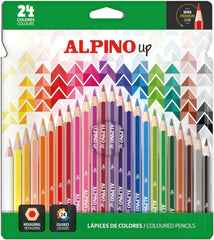 Alpino Up Pack com 24 Lápis de Cor Hexagonais - Chumbo Premium - Resistente a Quebras - Cores Sortidas