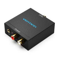 Vention Adapatador de Audio - Entrada Toslink y RCA - Salida 2xRCA y Jack 3.5mm - Decodificador Coaxial de Fibra Optica - 54x41x26mm - Color Negro