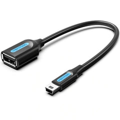 Vention Adapatador USB - Mini-USB Macho - USB-A Hembra - 480Mbps - Cable 15cm - Color Negro