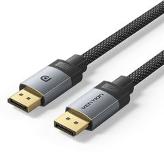 Vention Cable Displayport 2.1 16K - Longitud 2m - Revestimiento Trenzado de Algodon - Conectores Chapados en Oro - Color Gris