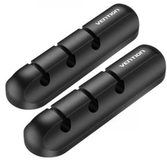 Vention Pack de 2 Organizadores de Cable - Â 3 Puertos - Silicona - Color Negro