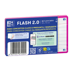 Oxford Pack de 30 FlashCards 2.0 - Formato A7 - Rayado Horizontal 1 Linea - Cartulina de 250g - Digitalizacion de Textos con App - Color Fucsia