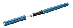 Pelikan Ineo Pluma Estilografica - Punta M - Caja Metalica - Aluminio Anodizado Satinado - Forma de Gota Antivuelco - Incluye Recambio - Color Azul