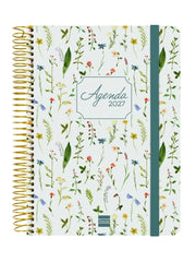 Finocam Cloe Agenda de Espiral en Catalan - 16 Meses - Semana Vista Horizontal - Formato E10 - 155x212mm - Tapa Dura - Papel de 100g/m2 - Goma Elastica - Adhesivos Tematicos - Multicolor