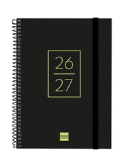 Finocam Secundaria Agenda Escolar 26/27 en Catalan - Semana Vista Horizontal - Formato 4º - 155x212mm - Tapas de Polipropileno - Papel de 80g/m2 - Espiral - Esquinas Microperforadas - Color Negro