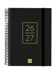 Finocam Secundaria Agenda Escolar 26/27 en Catalan - 1 Dia por Pagina - Formato 4º - 155x212mm - Tapas de Polipropileno - Papel de 80g/m2 - Espiral - Esquinas Microperforadas - Color Negro