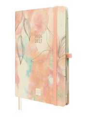 Finocam Minimal Agenda de Tapa Dura Internacional - 18 Meses - Semana Vista Horizontal - Formato M5 - 140x190mm - Papel Crema de 80g/m2 - Bolsillo Interior - Cierre con Goma - Multicolor