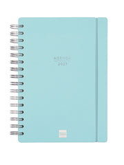 Finocam Haiku Agenda de Espiral - 16 Meses - Semana Vista Horizontal - Formato E10 - 155x212mm - Tapa Dura - Papel de 95g/m2 - Cierre con Goma Elastica - Color Azul