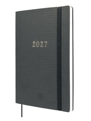 Finocam Dotted Agenda de Tapa Flexible Internacional - 16 Meses - Semana Vista Horizontal - Formato Y10 - 140x204mm - Papel de 80g/m2 - Esquinas Microperforadas - Cierre con Goma - Color Negro