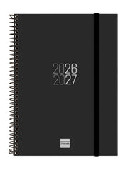 Finocam Espir Agenda Escolar 26/27 - Semana Vista Horizontal - Formato E10 - 155x212mm - Tapas de Polipropileno - Papel de 80g/m2 - Espiral Metalica - Esquinas Microperforadas - Color Negro